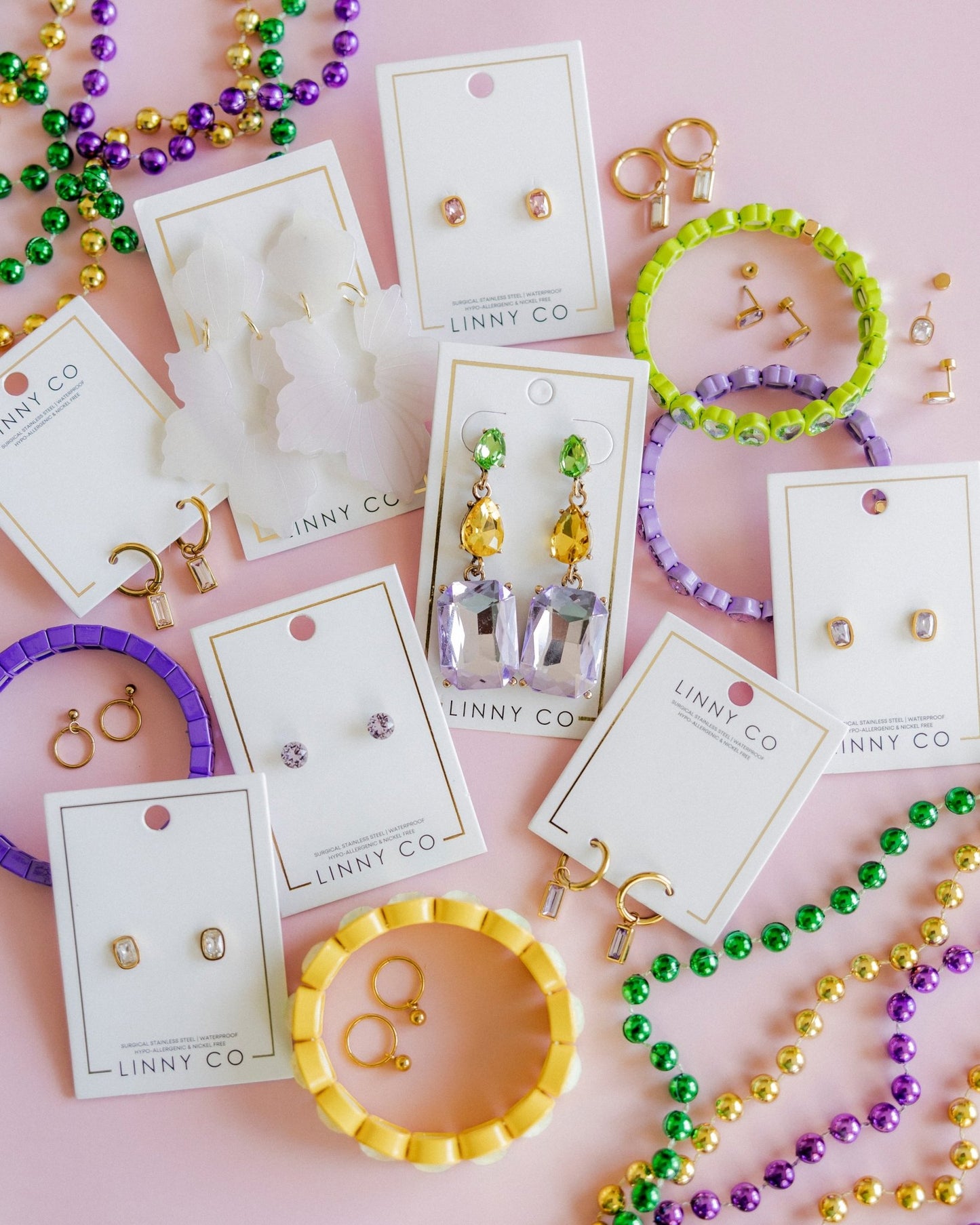 Huggie Charm Earrings - Edith Clear Gold - Shop LINNY CO