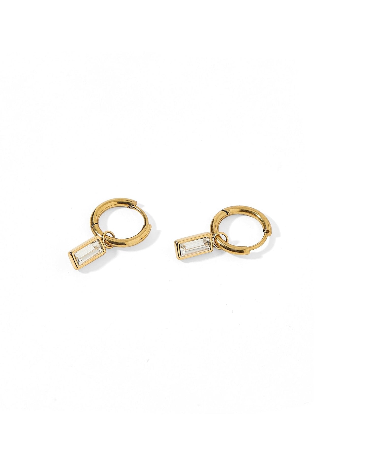 Huggie Charm Earrings - Edith Clear Gold - Shop LINNY CO