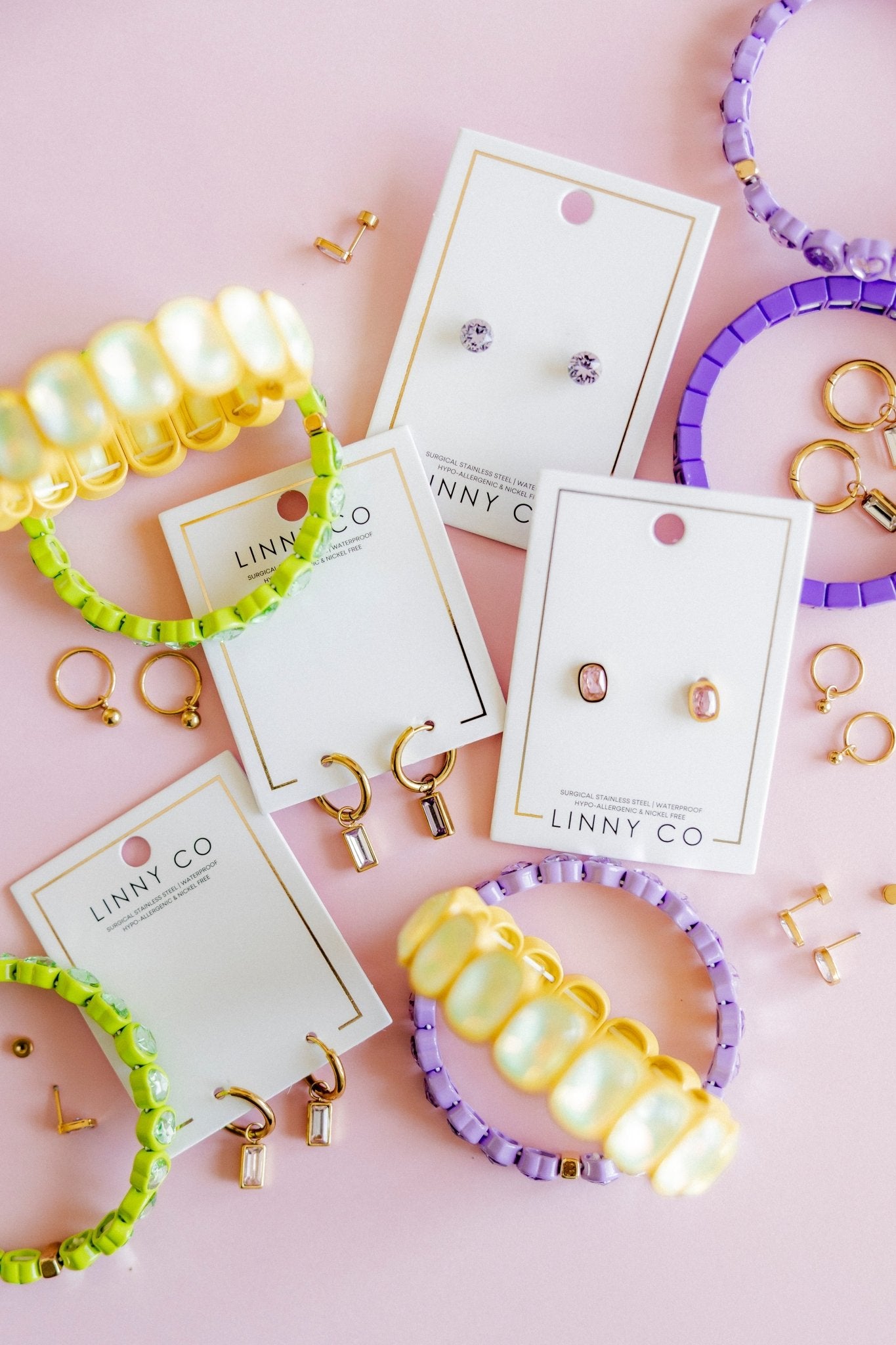 Huggie Charm Earrings - Edith Clear Gold - Shop LINNY CO