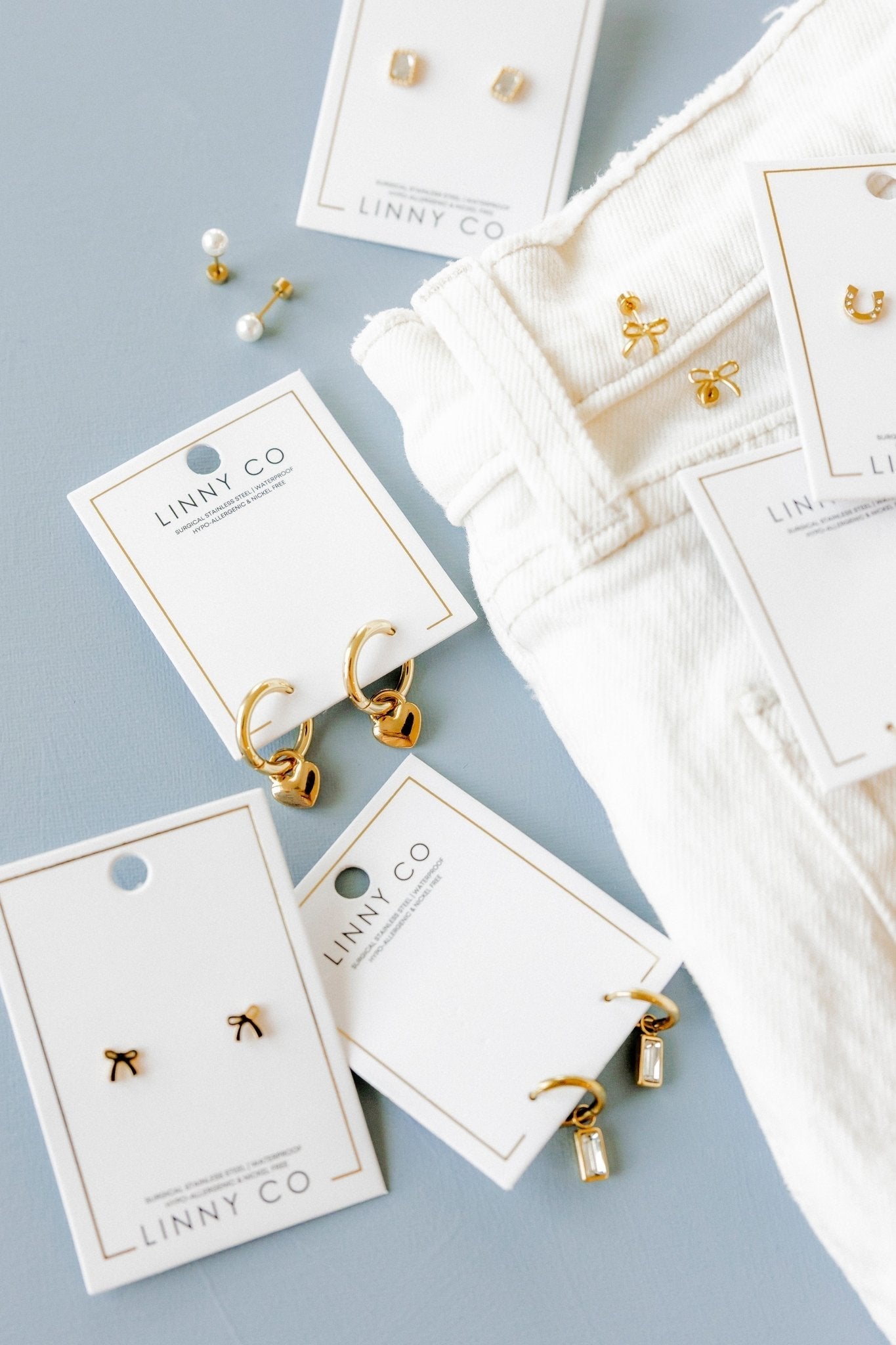 Huggie Charm Earrings - Edith Clear Gold - Shop LINNY CO