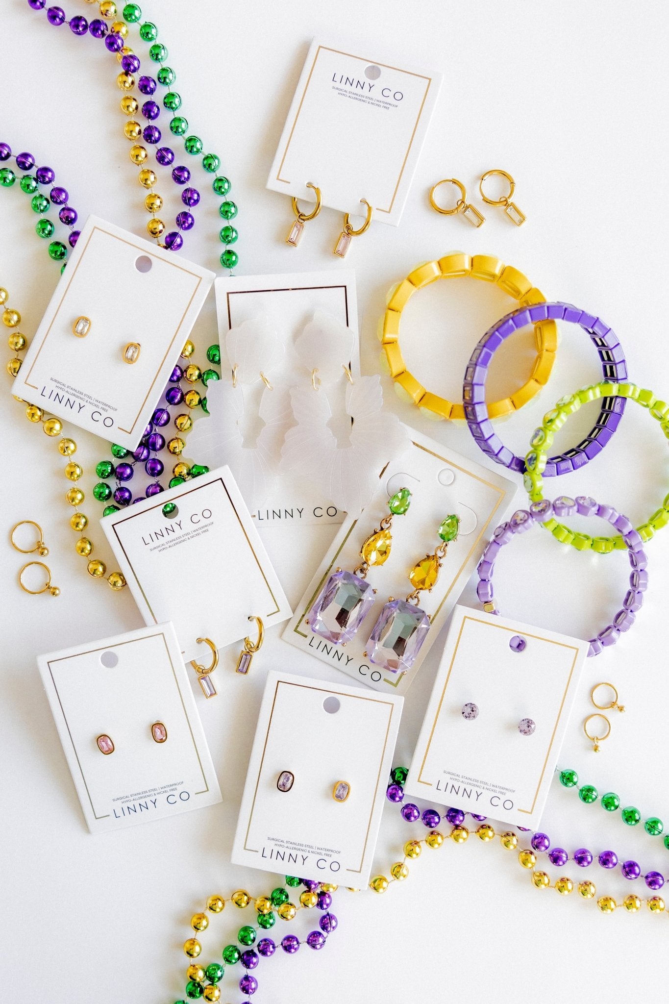 Huggie Charm Earrings - Edith Clear Gold - Shop LINNY CO