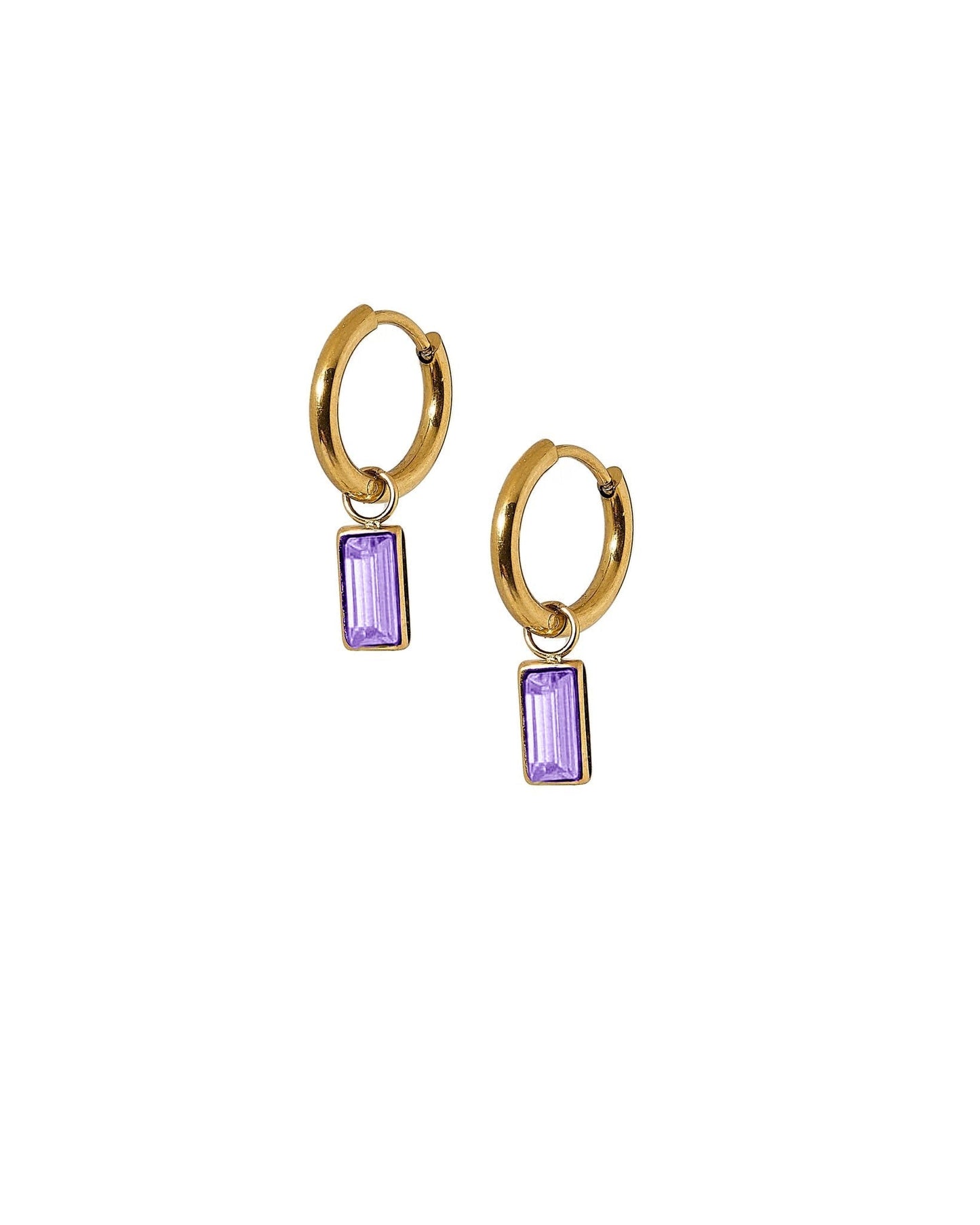 Huggie Charm Earrings - Edith Lavender Gold - Shop LINNY CO