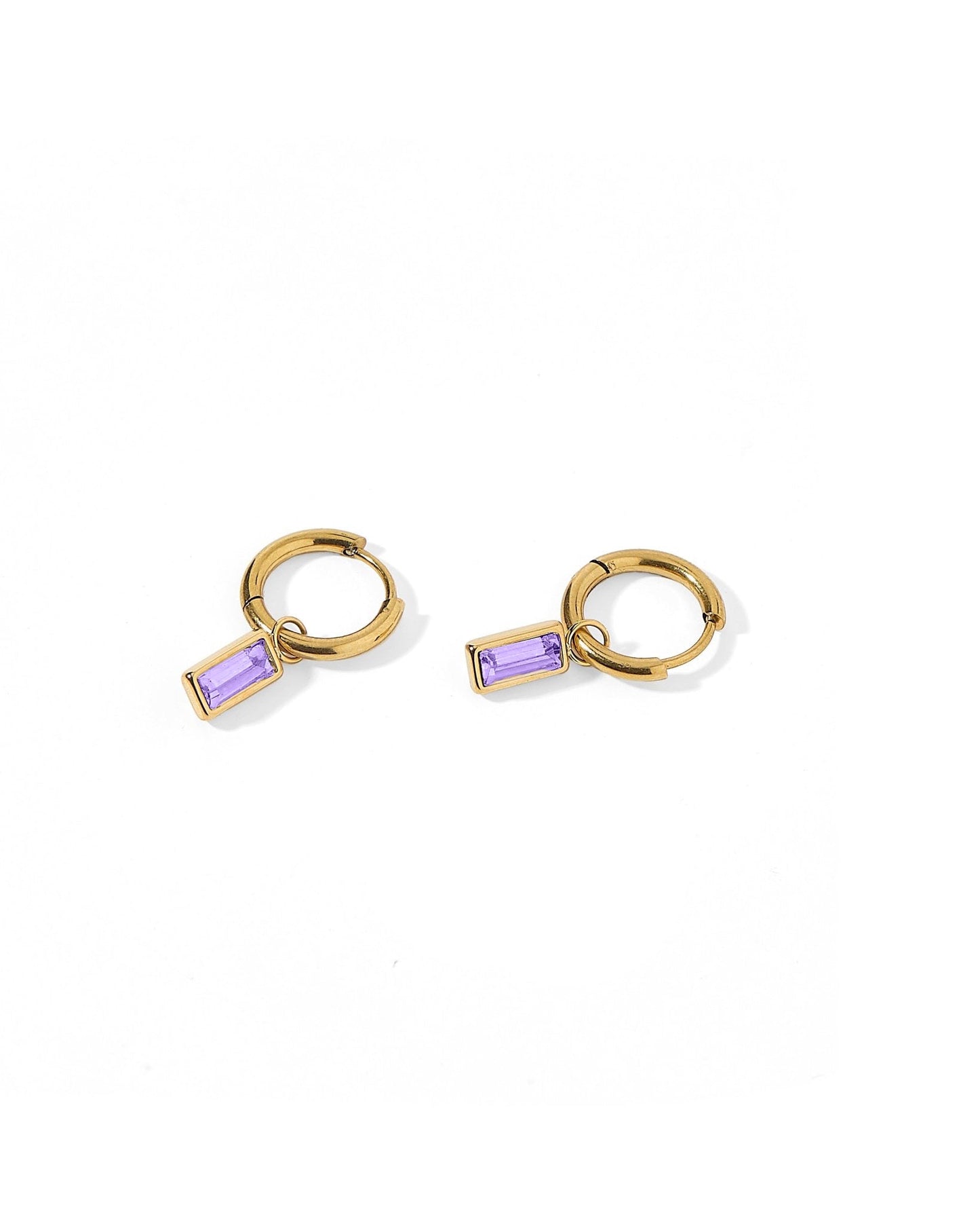 Huggie Charm Earrings - Edith Lavender Gold - Shop LINNY CO