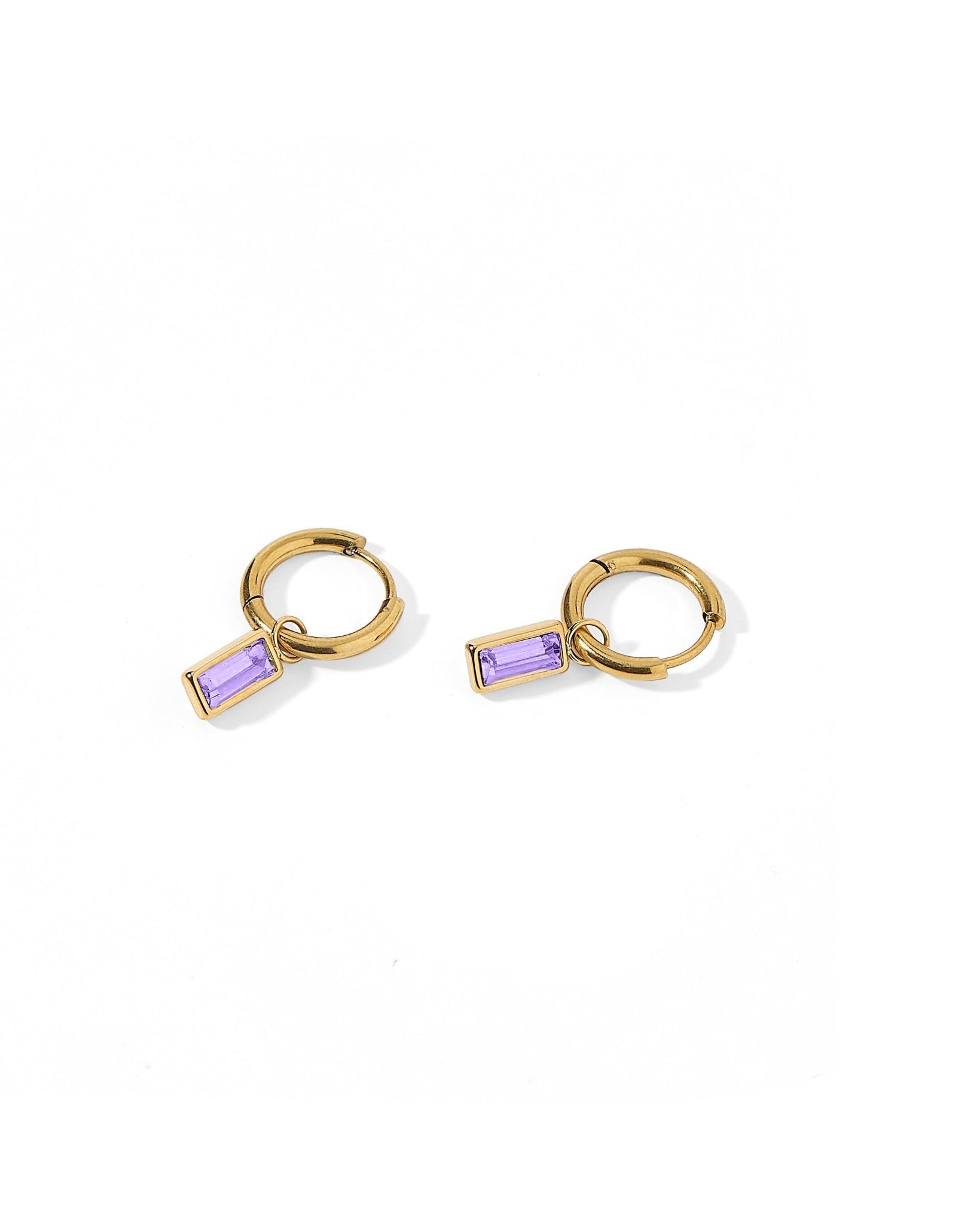 Huggie Charm Earrings - Edith Lavender Gold - Shop LINNY CO