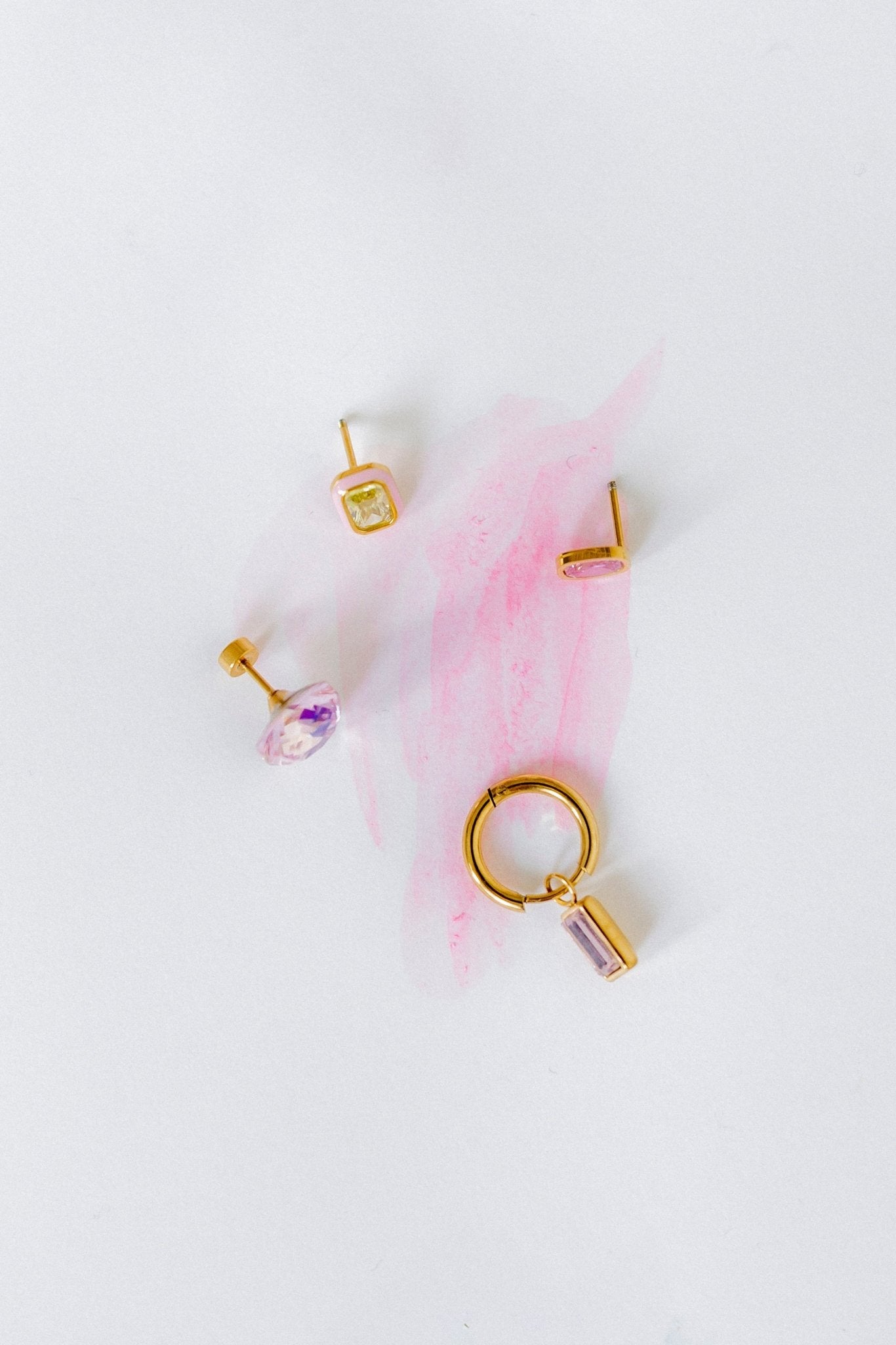 Huggie Charm Earrings - Edith Pink Gold - Shop LINNY CO