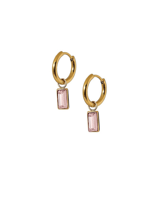 Huggie Charm Earrings - Edith Pink Gold - Shop LINNY CO