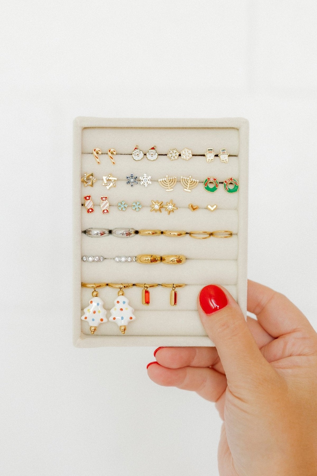 Huggie Charm Earrings - Edith Red Gold - Shop LINNY CO