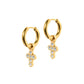 Huggie Charm Earrings - Esther Cross Clear - Shop LINNY CO
