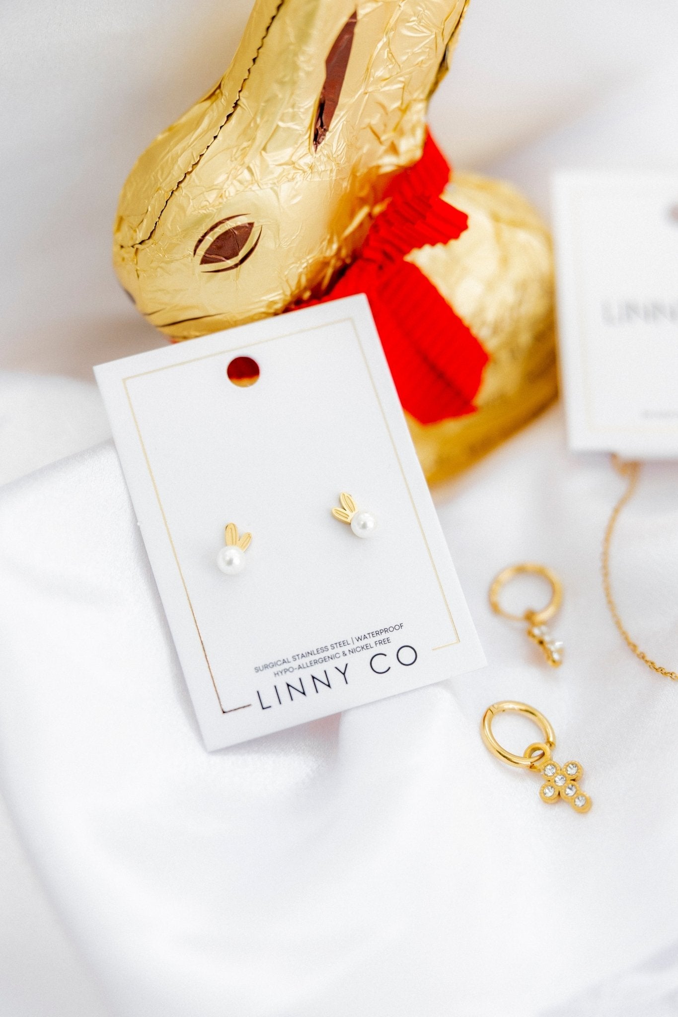 Huggie Charm Earrings - Esther Cross Clear - Shop LINNY CO