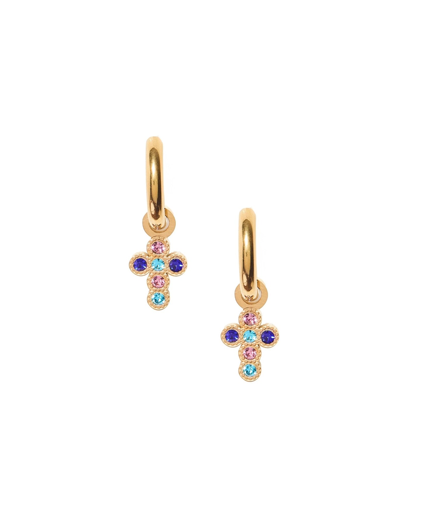Huggie Charm Earrings - Esther Cross Multi - Shop LINNY CO