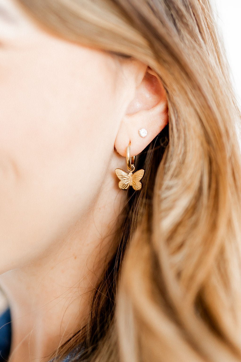 Huggie Charm Earrings - Faye Butterfly Gold - Shop LINNY CO