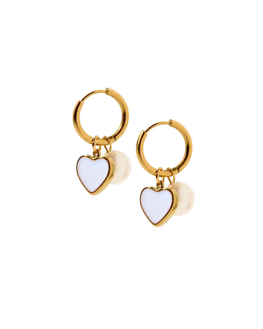 Huggie Charm Earrings - Hillary Heart Gold - Shop LINNY CO
