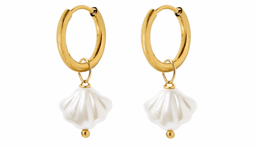 Huggie Charm Earrings - Kai Seashell Pearl - LINNY CO WholesaleStuds