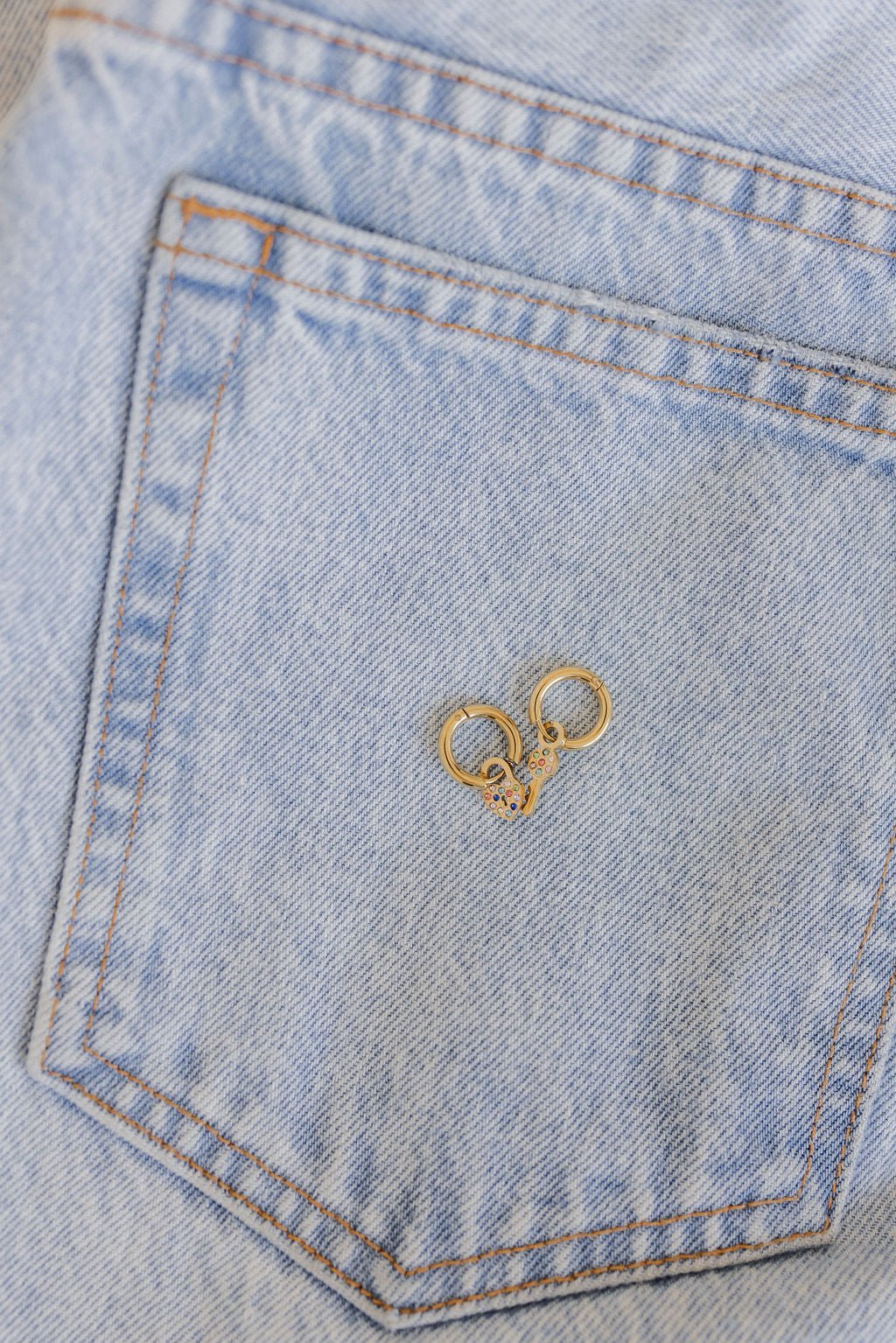 Huggie Charm Earrings - Lock and Key Gold - Shop LINNY CO
