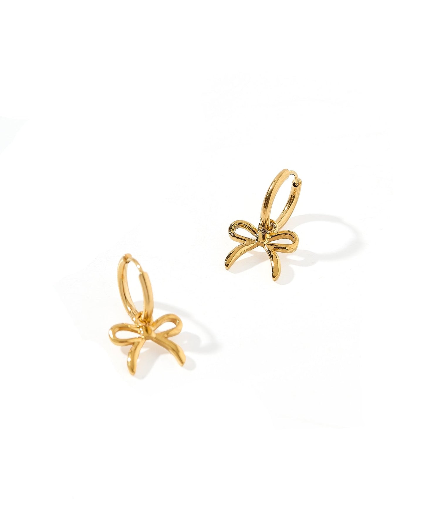 Huggie Charm Earrings - Sadie Bow Gold - Shop LINNY CO