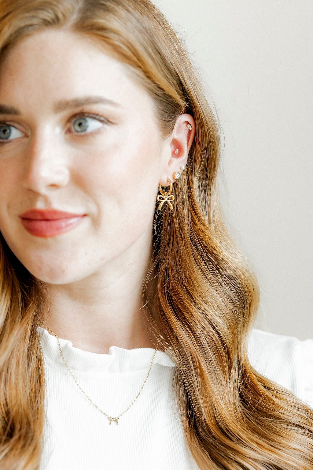 Huggie Charm Earrings - Sadie Bow Gold - Shop LINNY CO