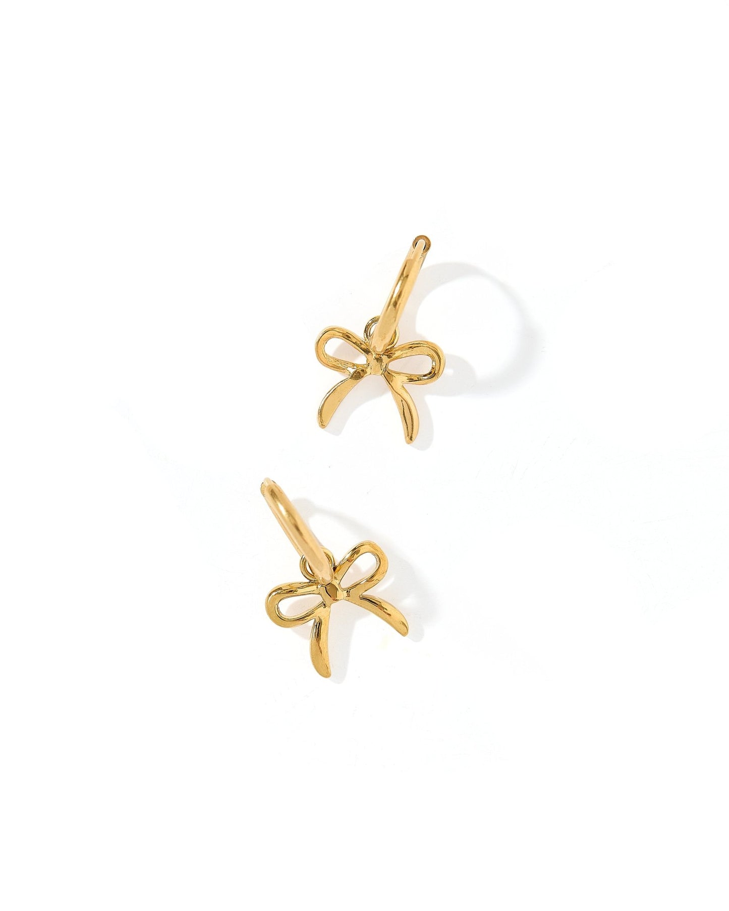 Huggie Charm Earrings - Sadie Bow Gold - Shop LINNY CO