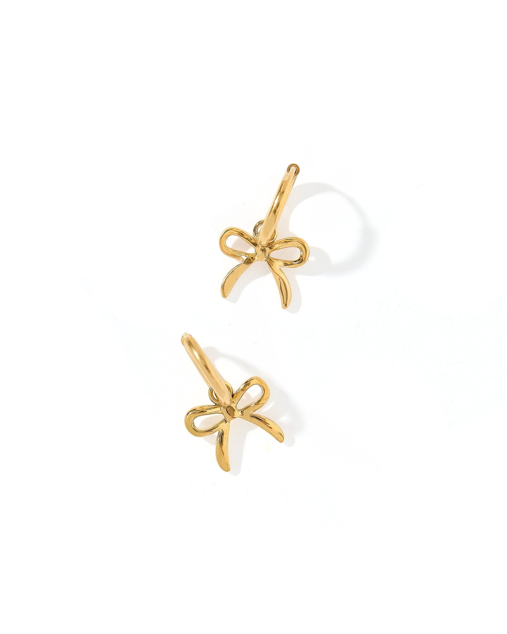 Huggie Charm Earrings - Sadie Bow Gold - Shop LINNY CO