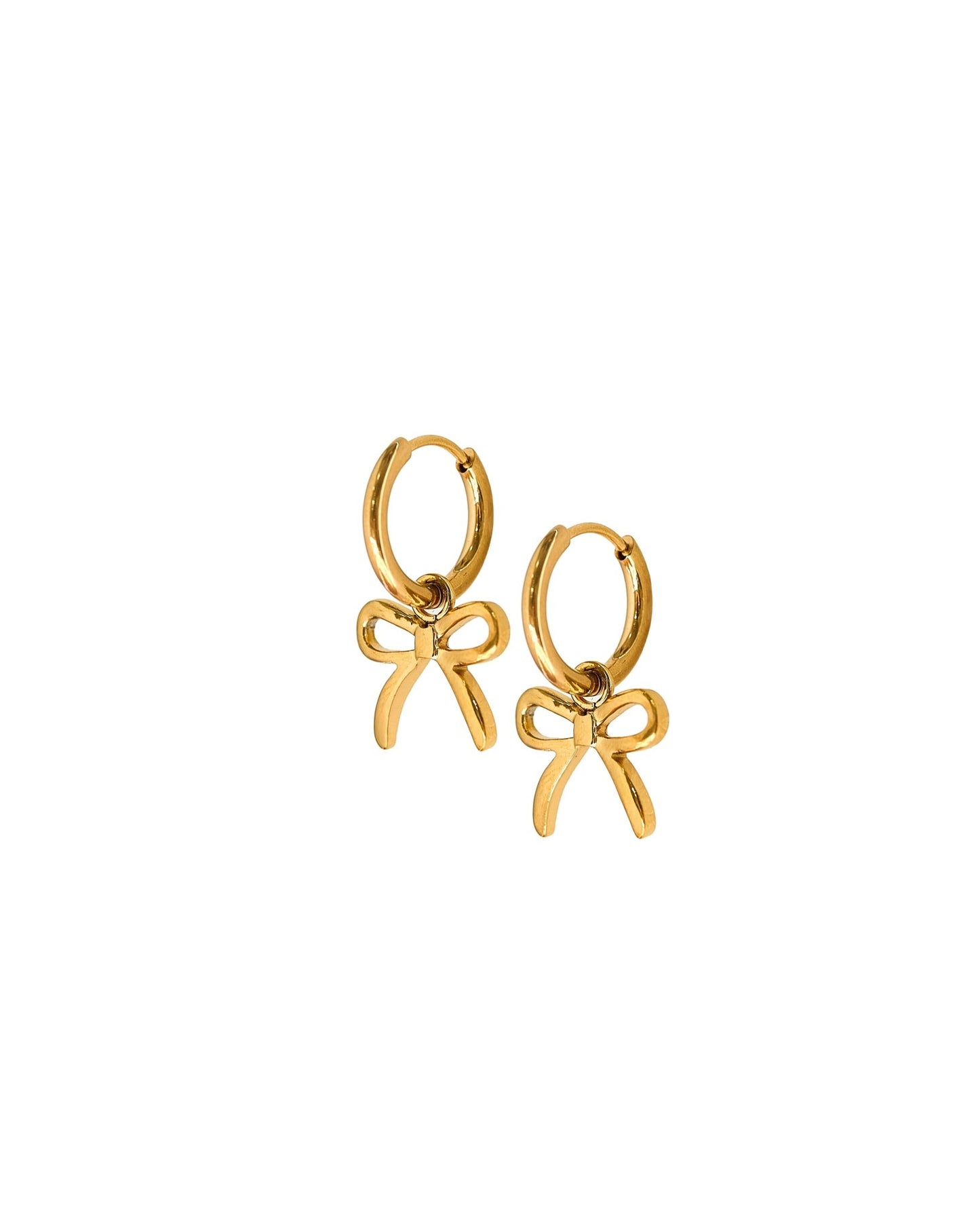 Huggie Charm Earrings - Sadie Bow Gold - Shop LINNY CO