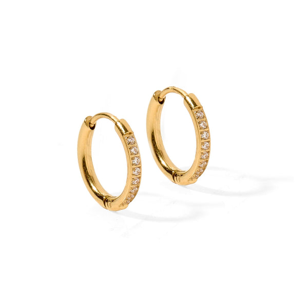 Huggie Earrings - Scarlett Hoop Gold 12mm CZ - Shop LINNY CO