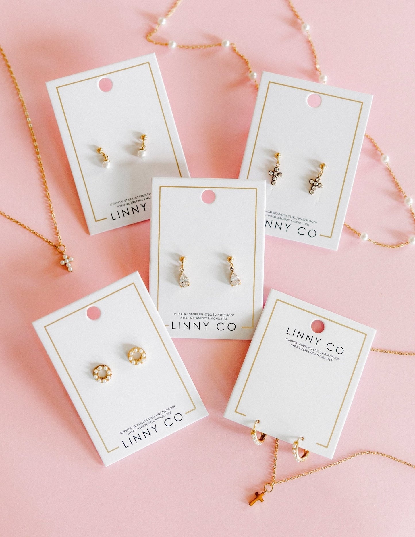 Huggie Earrings - Scarlett Hoop Gold 8mm Pearl - Shop LINNY CO