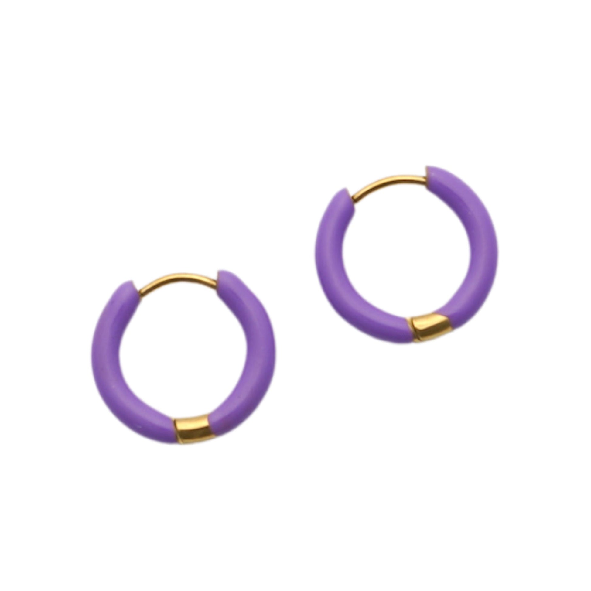 Huggie Earrings - Scarlett Hoop Purple 12mm - Shop LINNY CO