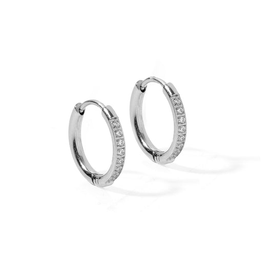 Huggie Earrings - Scarlett Hoop Silver 12mm CZ - Shop LINNY CO