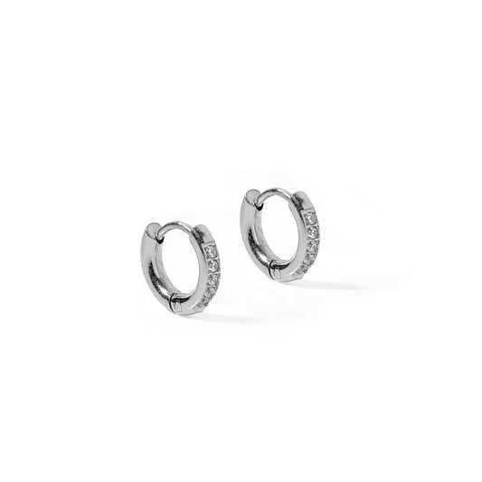 Huggie Earrings - Scarlett Hoop Silver 8mm CZ - Shop LINNY CO