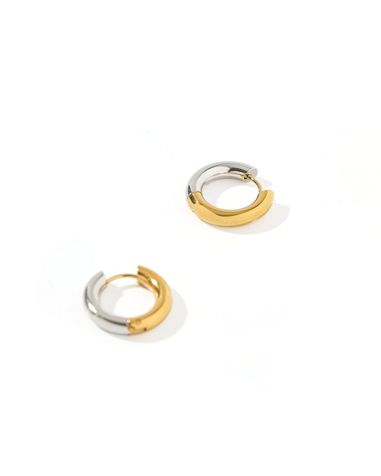 Huggie Earrings - Scarlett Hoop Two - Tone 12mm - Shop LINNY CO
