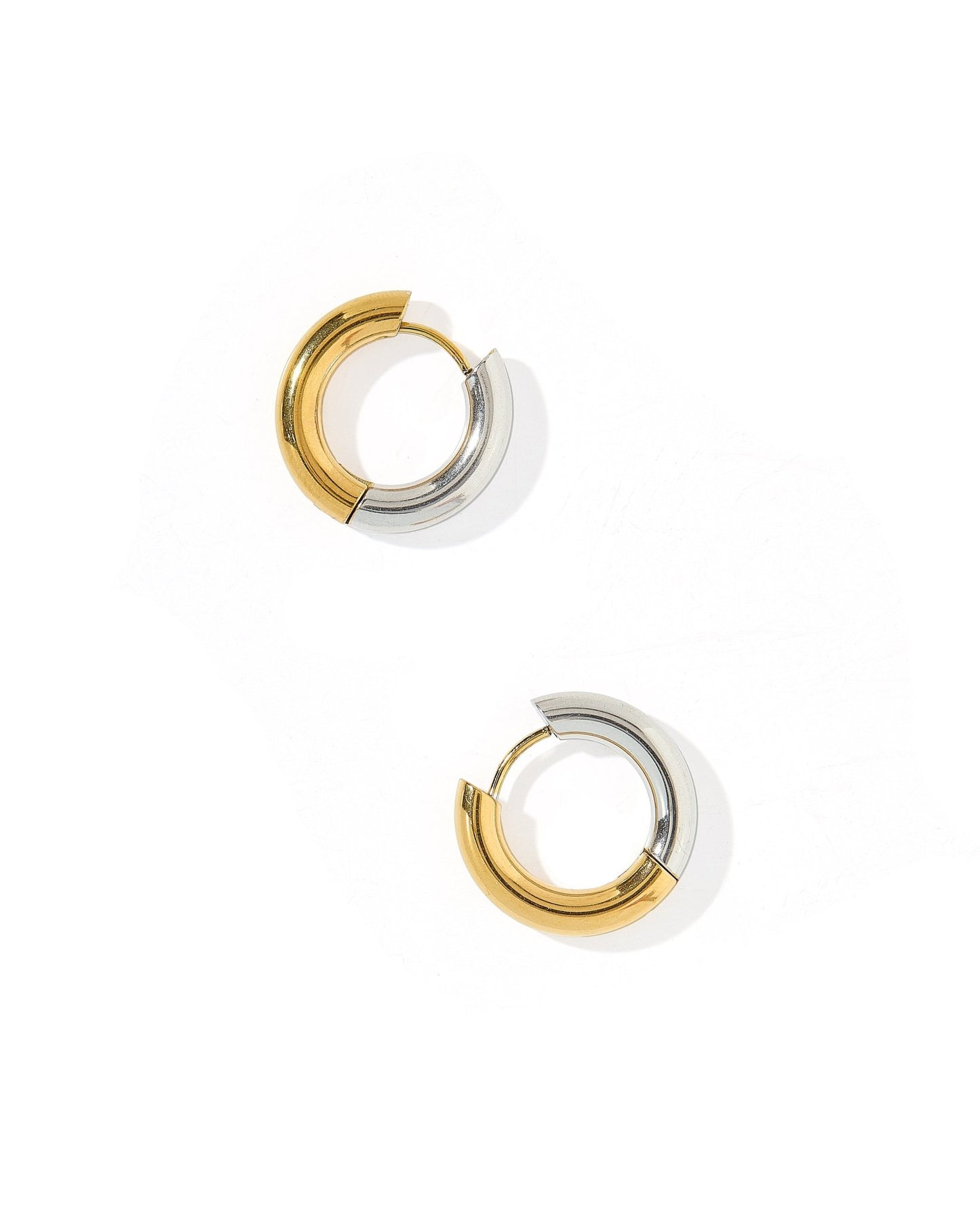 Huggie Earrings - Scarlett Hoop Two - Tone 12mm - Shop LINNY CO