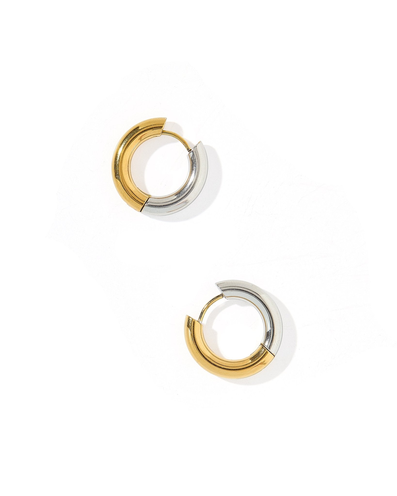 Huggie Earrings - Scarlett Hoop Two - Tone 12mm - Shop LINNY CO