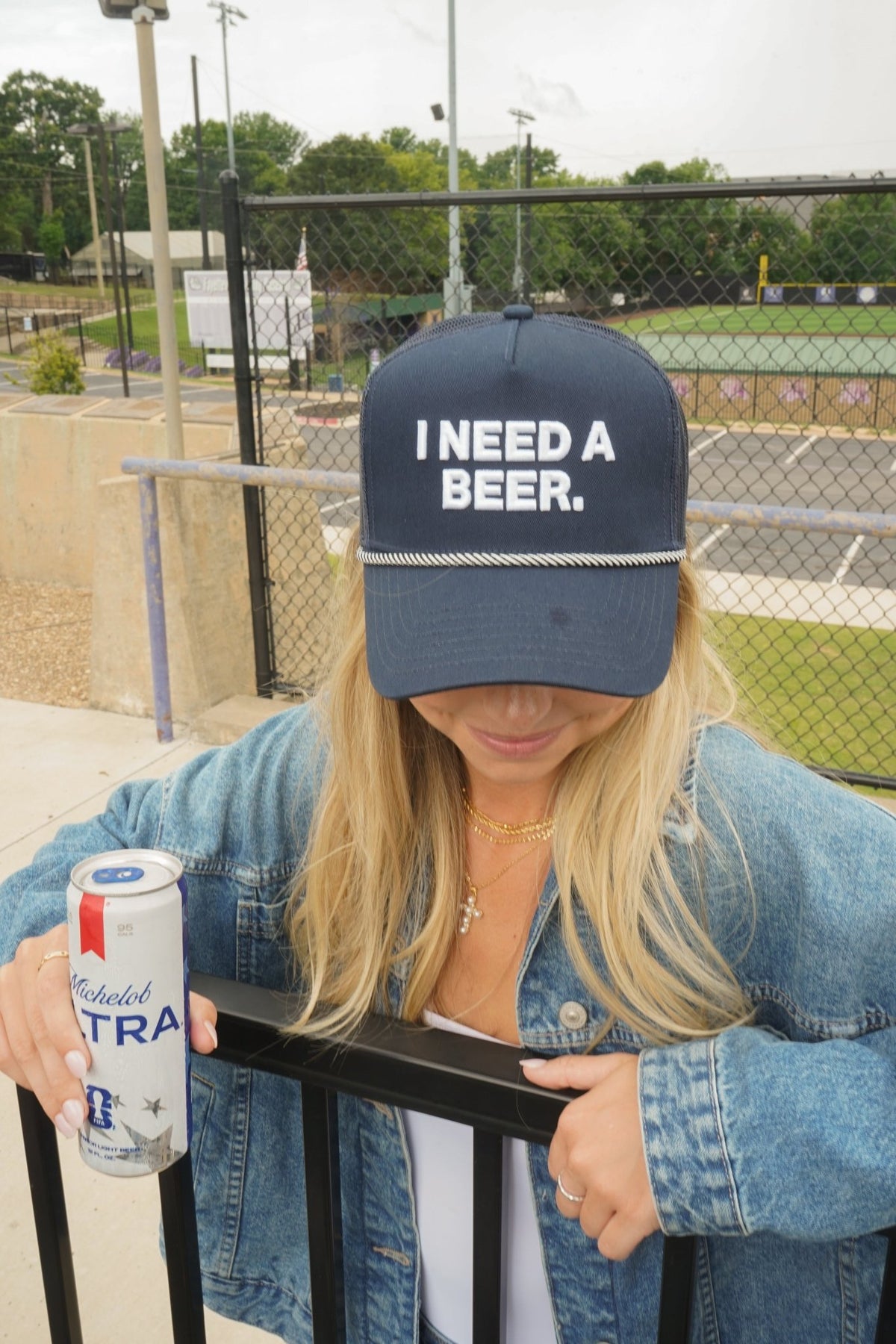 I Need A Beer - Navy Trucker Hat - Shop LINNY CO