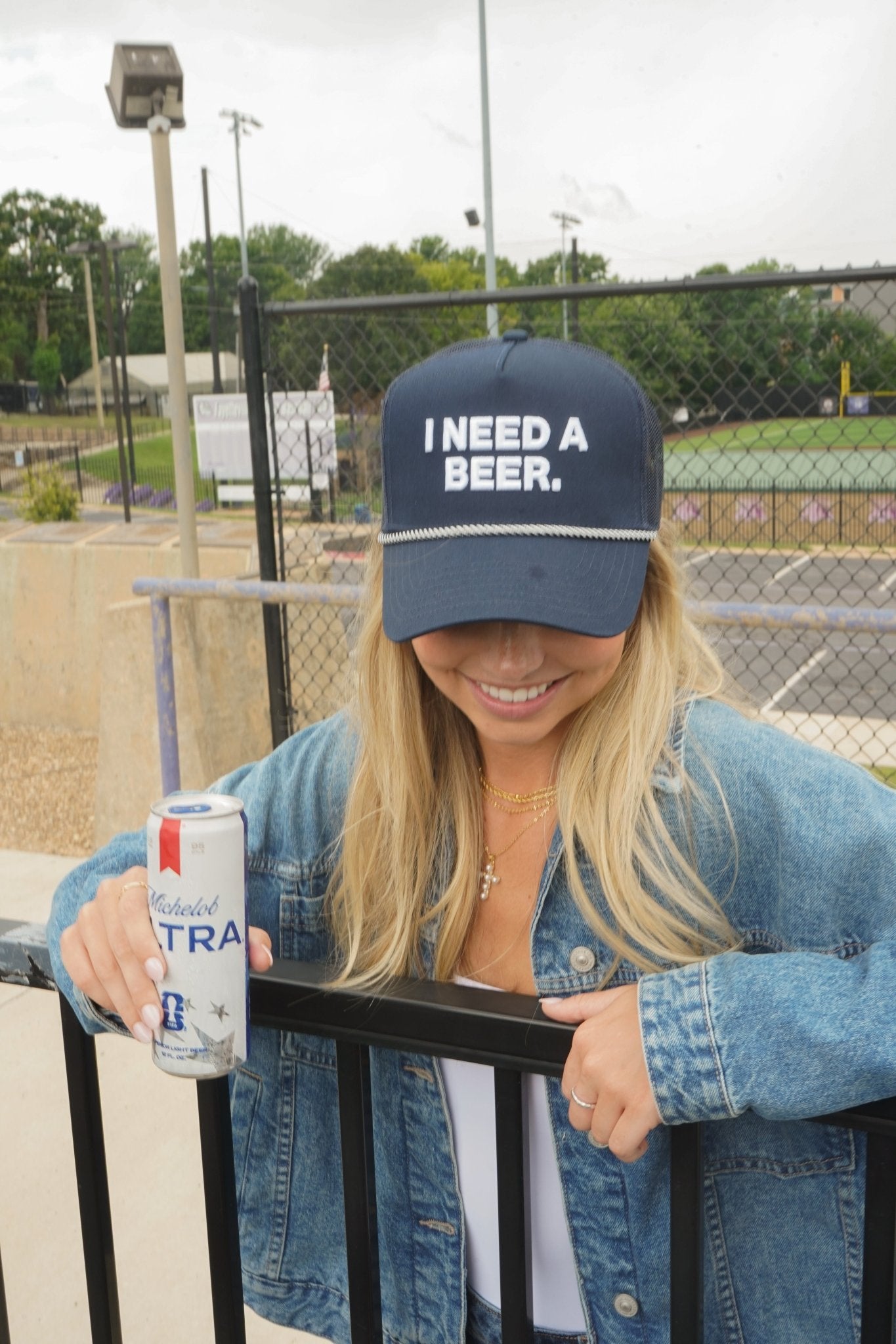 I Need A Beer - Navy Trucker Hat - Shop LINNY CO