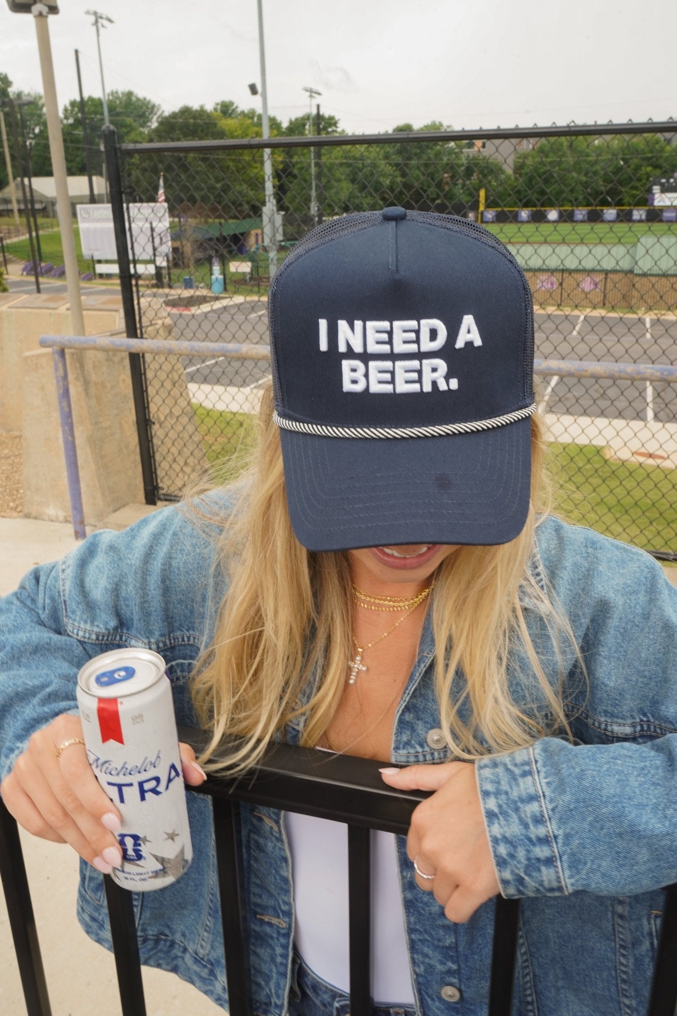 I Need A Beer - Navy Trucker Hat - Shop LINNY CO