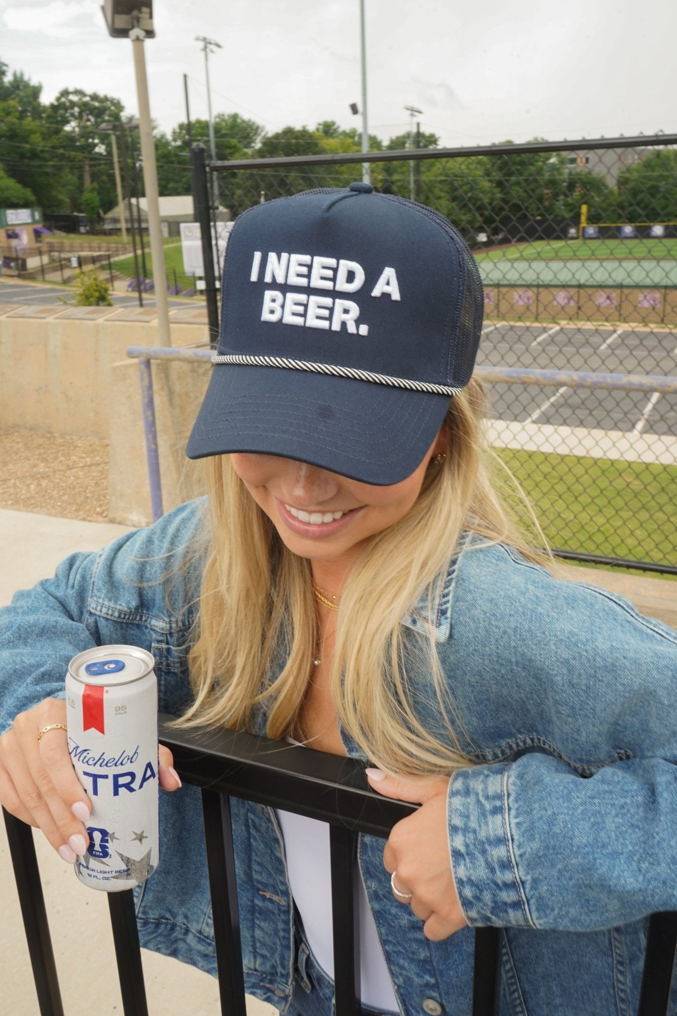 I Need A Beer - Navy Trucker Hat - Shop LINNY CO
