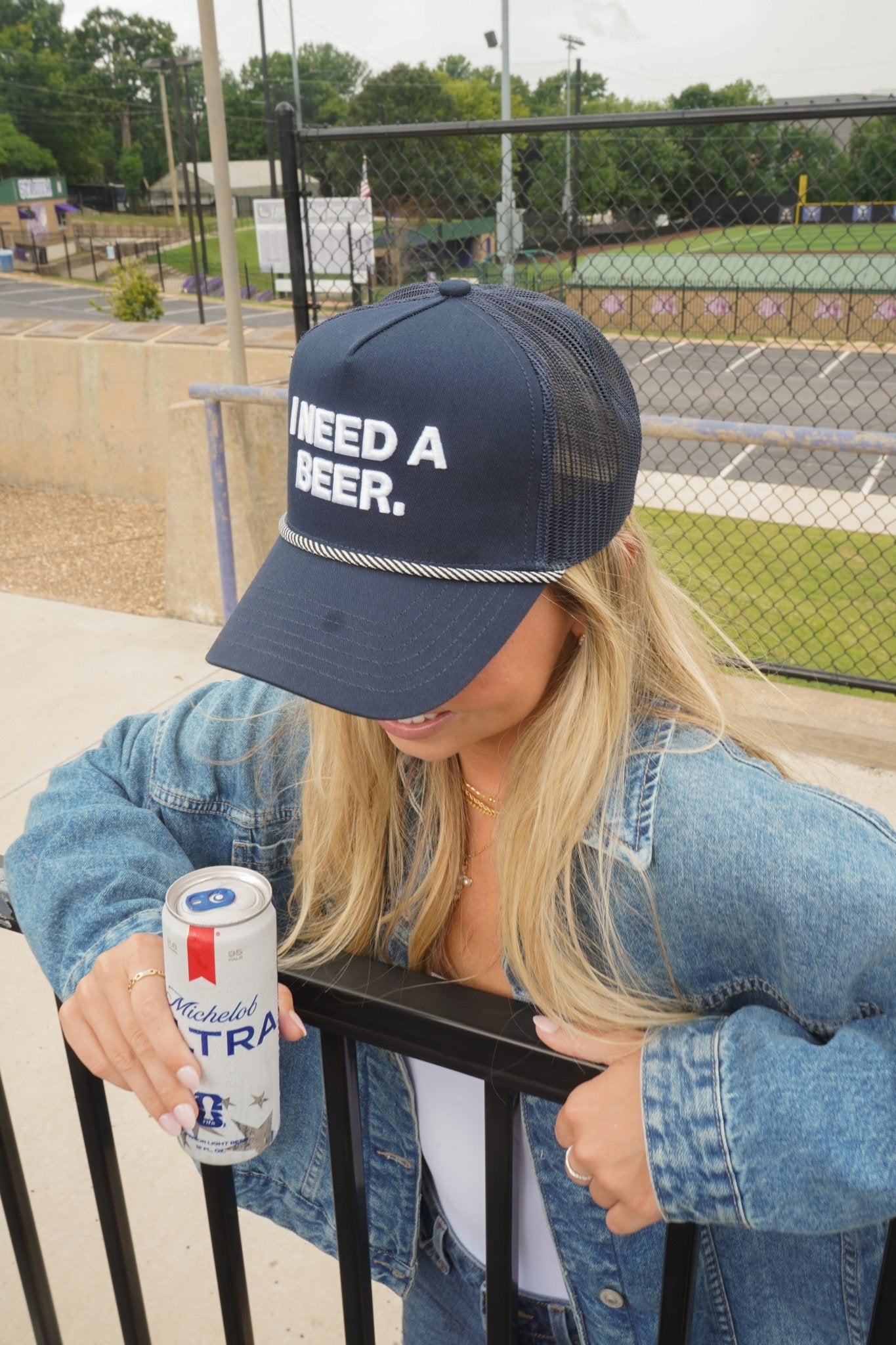 I Need A Beer - Navy Trucker Hat - Shop LINNY CO