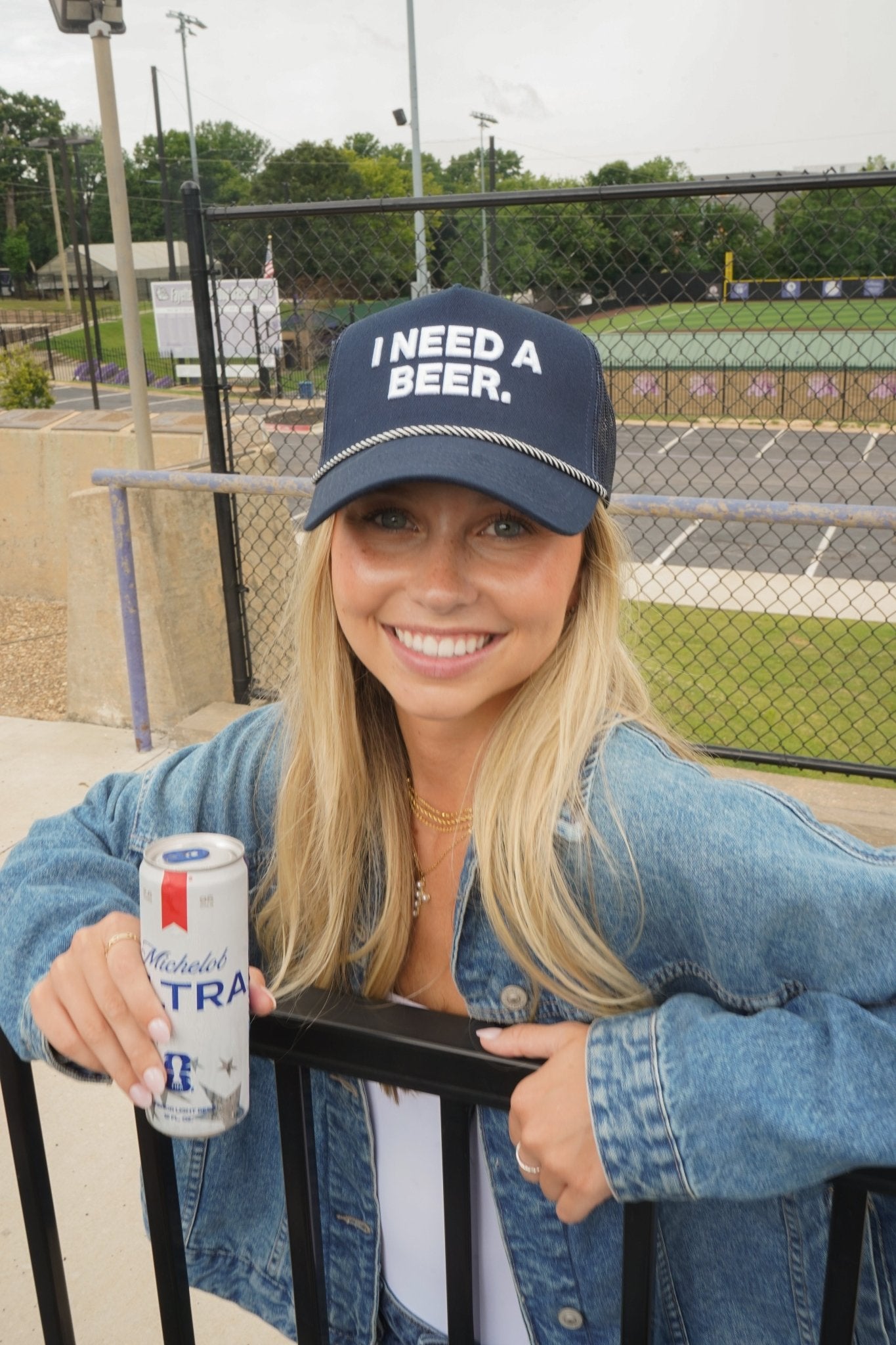 I Need A Beer - Navy Trucker Hat - Shop LINNY CO