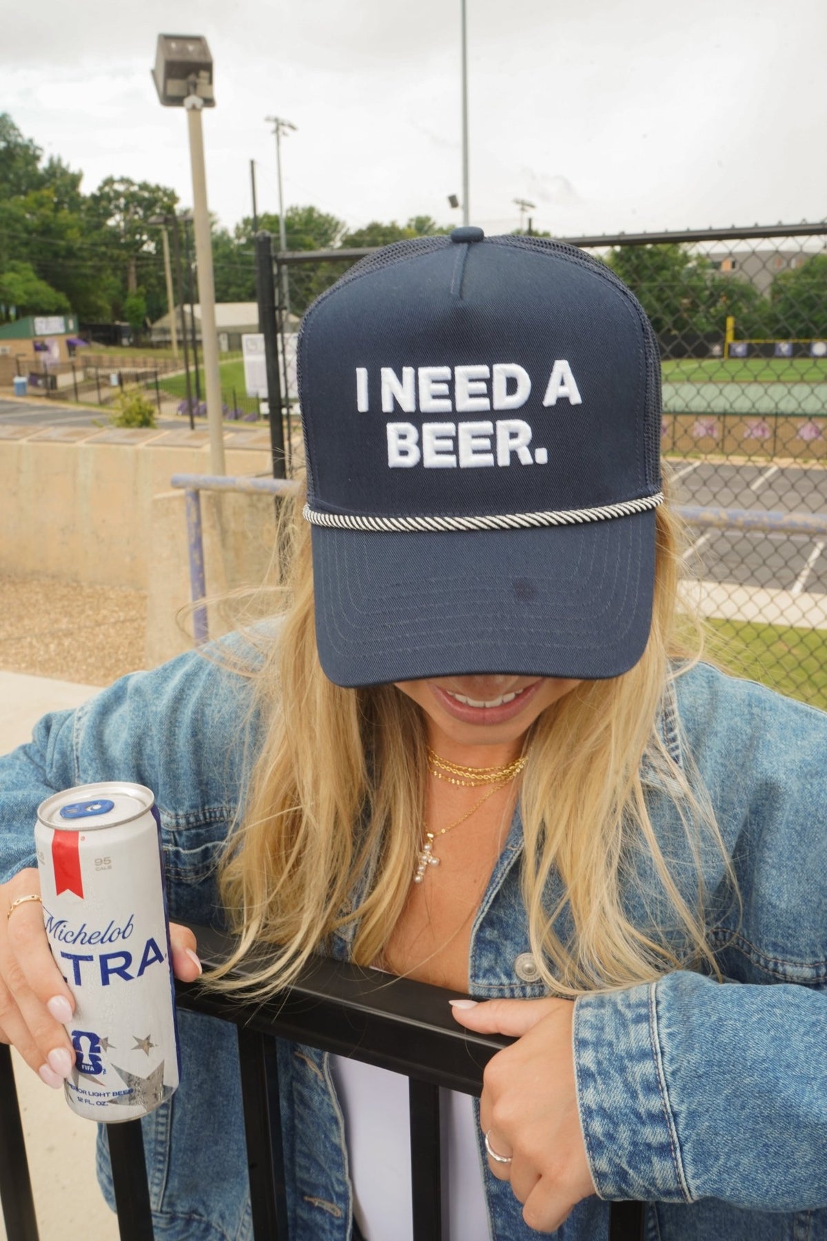I Need A Beer - Navy Trucker Hat - Shop LINNY CO