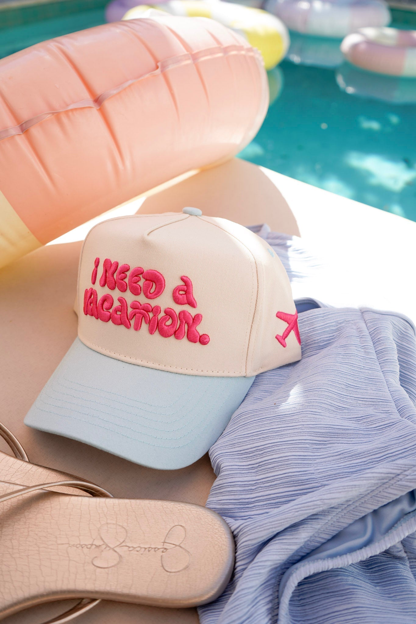 I Need a Vacation - Baby Blue Trucker Hat - Shop LINNY CO