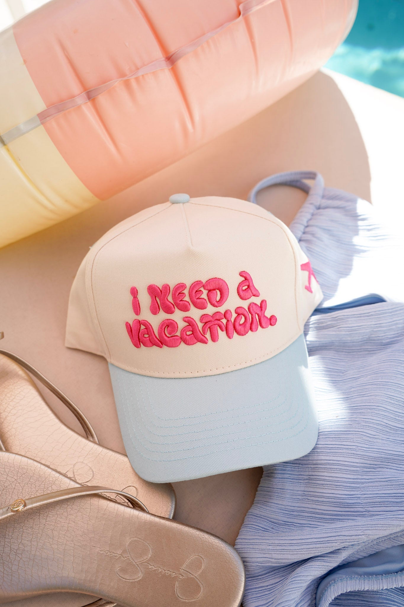 I Need a Vacation - Baby Blue Trucker Hat - Shop LINNY CO