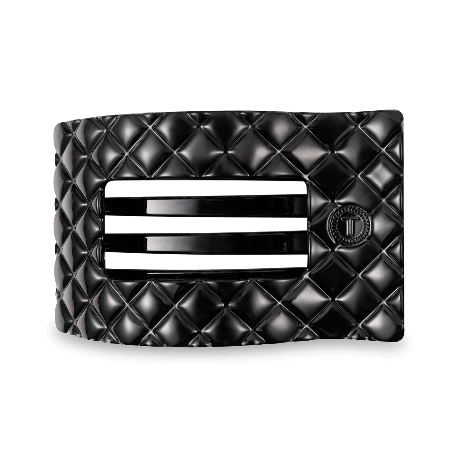 Jet Black Quilted Large Flat Rectangle Hair Clip - Shop LINNY CO