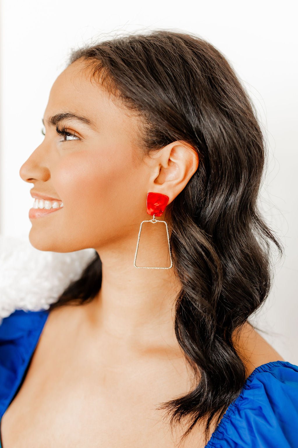 Kaelyn Statement Earrings - Pearlized Red - Shop LINNY CO