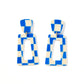 Kennedy Statement Earrings - Blue Checkered - Shop LINNY CO