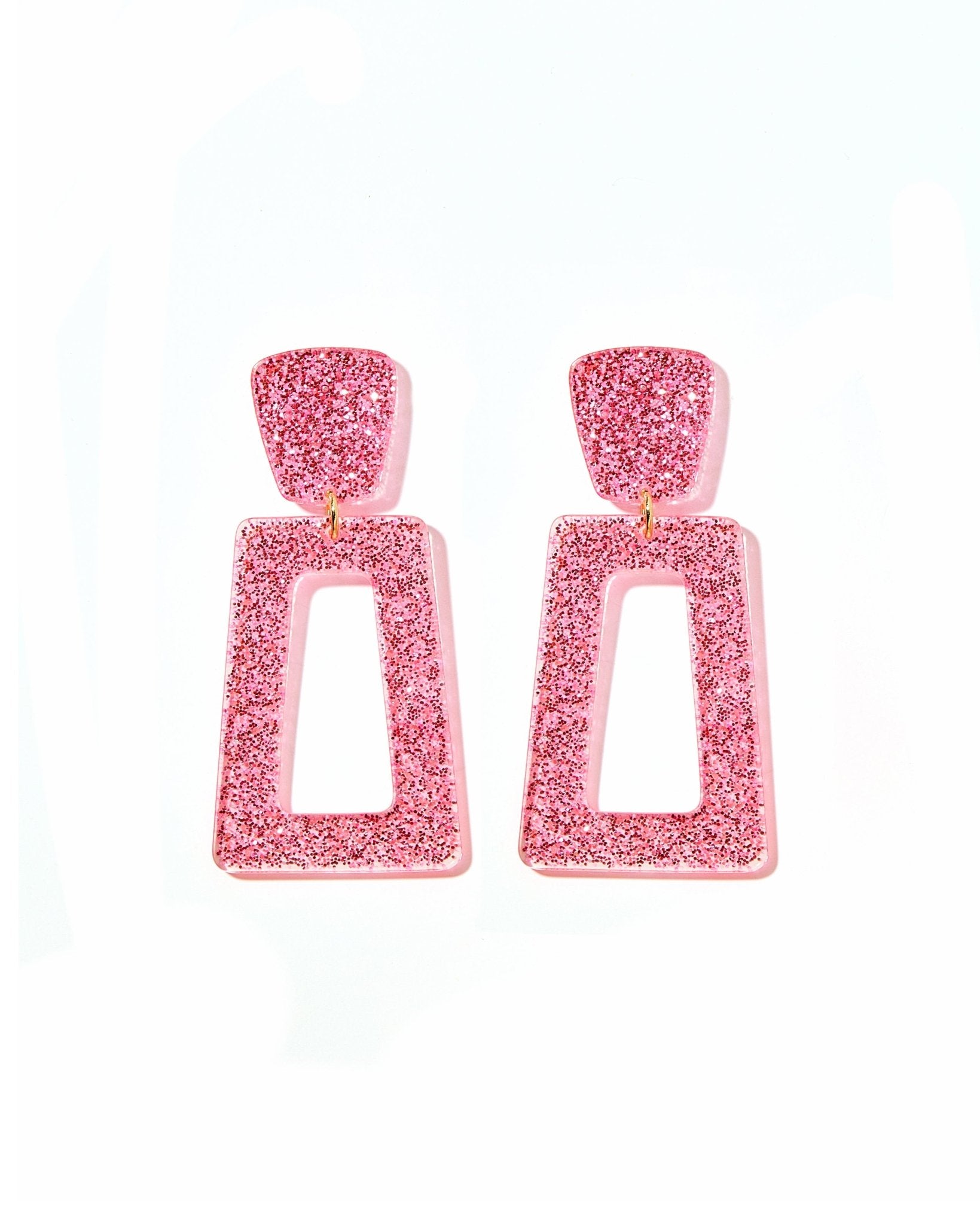 Kennedy Statement Earrings - Pink Glitter - Shop LINNY CO