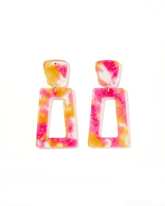 Kennedy Statement Earrings - Pink Tangerine - Shop LINNY CO