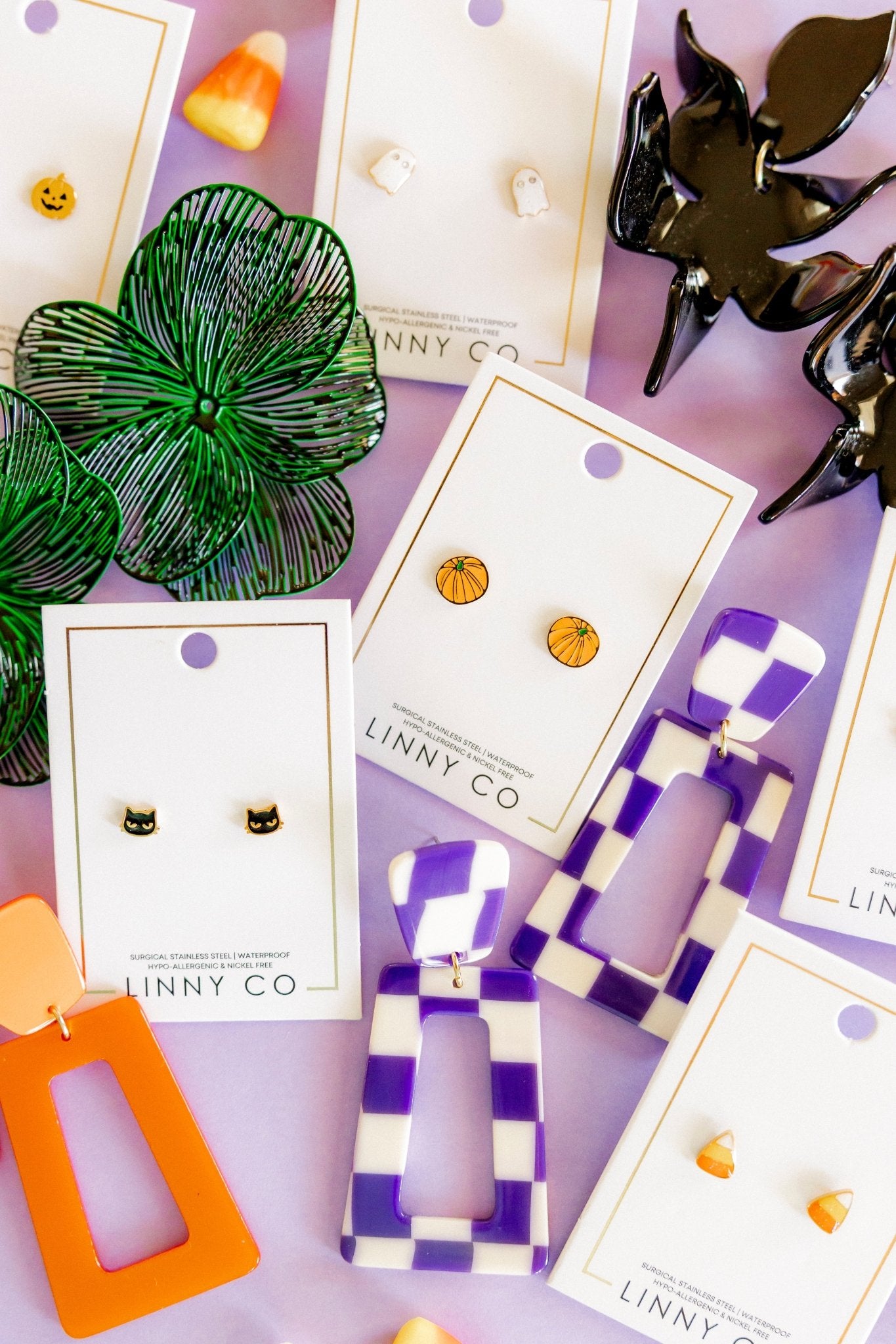 Kennedy Statement Earrings - Purple Checkered - Shop LINNY CO