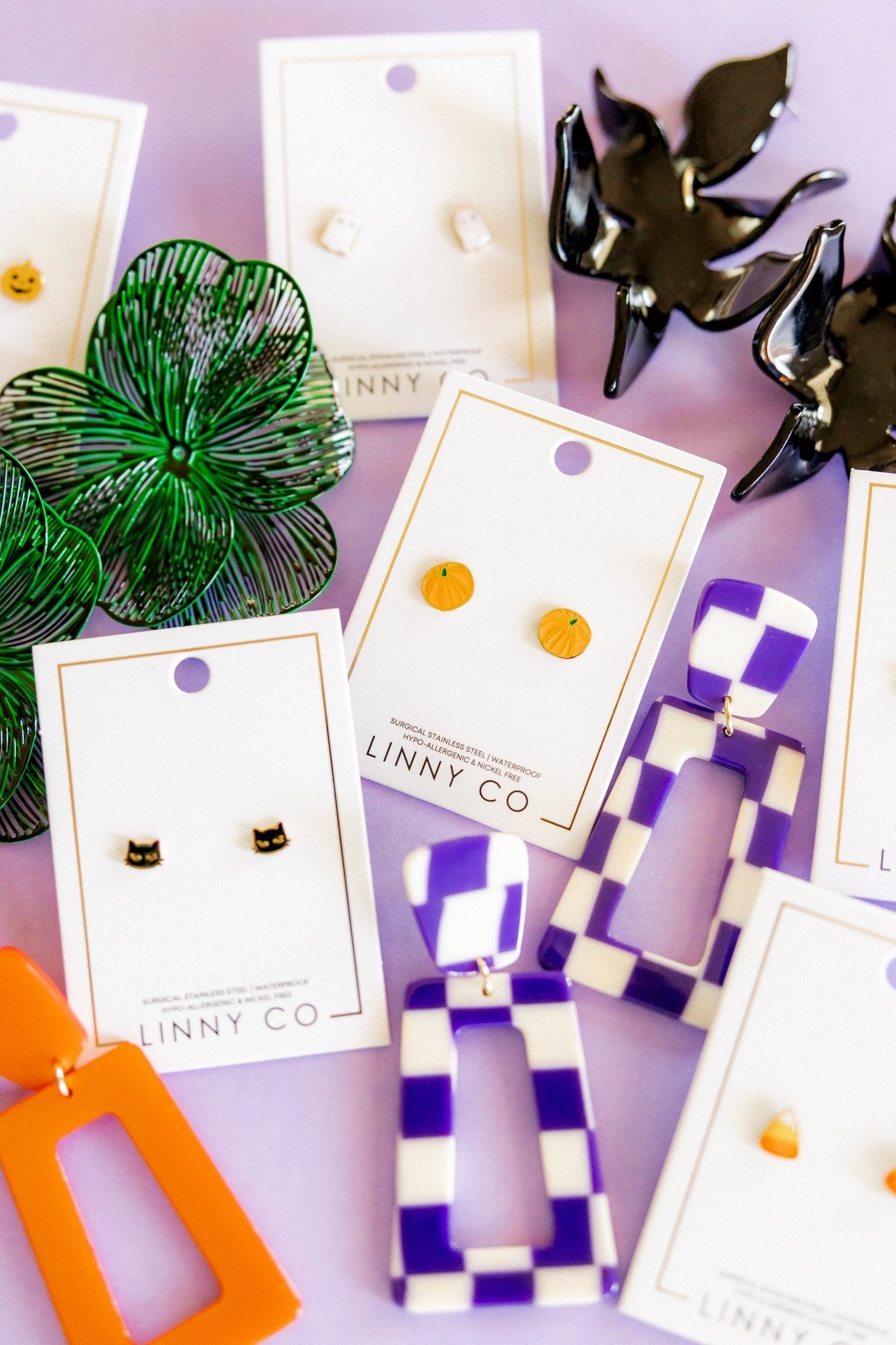 Kennedy Statement Earrings - Purple Checkered - Shop LINNY CO
