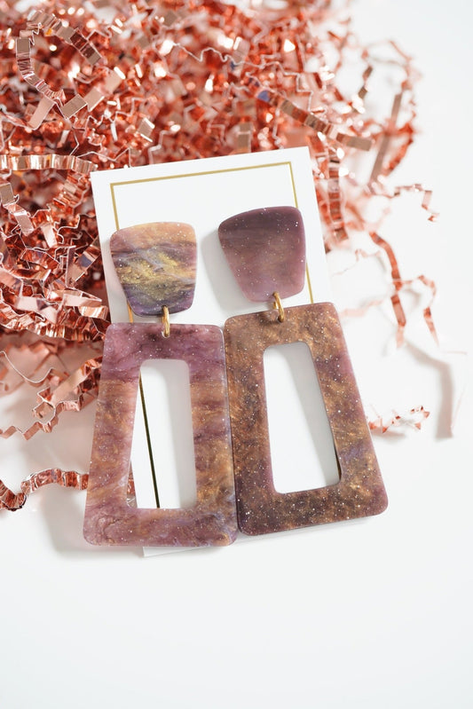 Kennedy Statement Earrings - Purple Galaxy - Shop LINNY CO