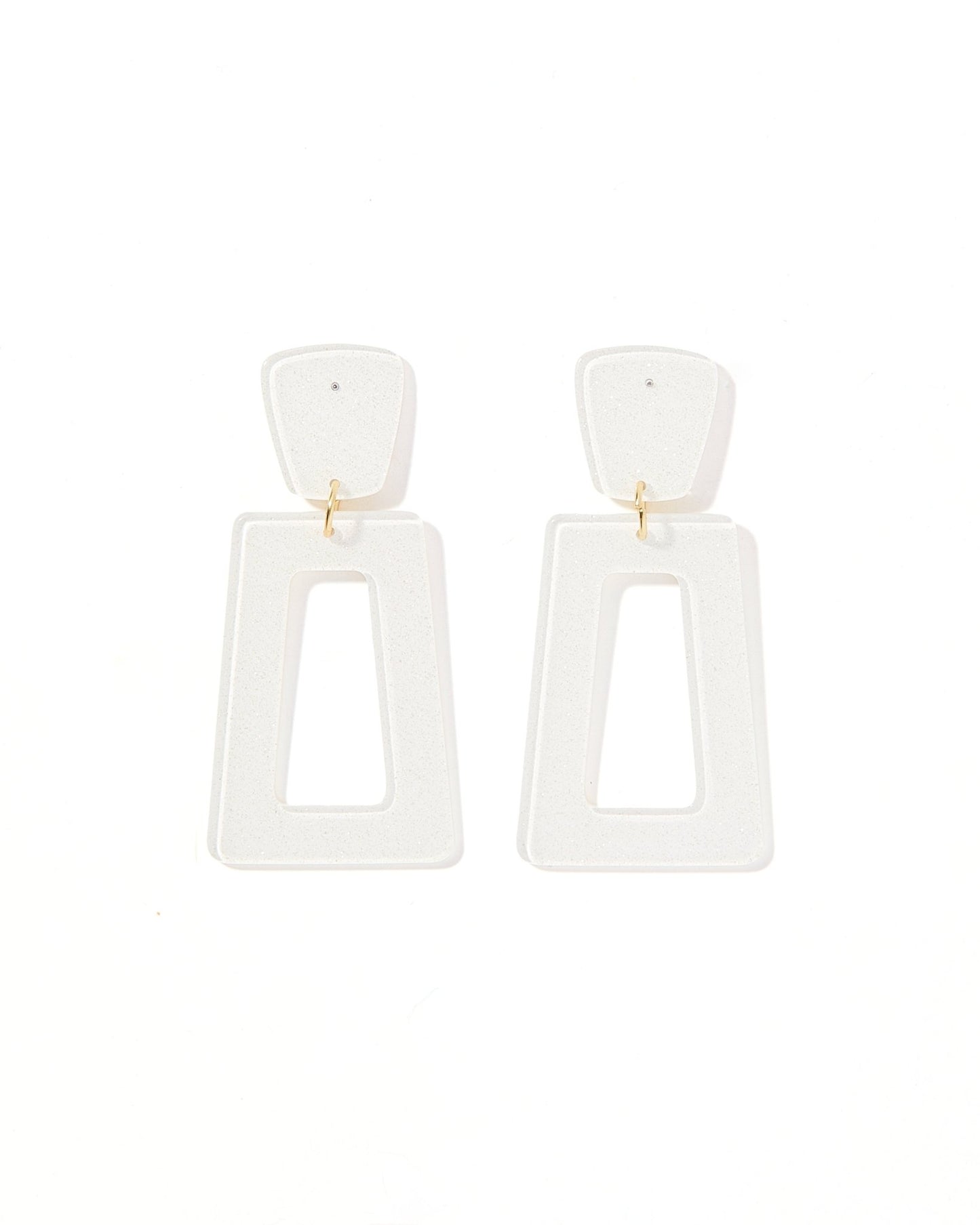 Kennedy Statement Earrings - White Glitter - Shop LINNY CO