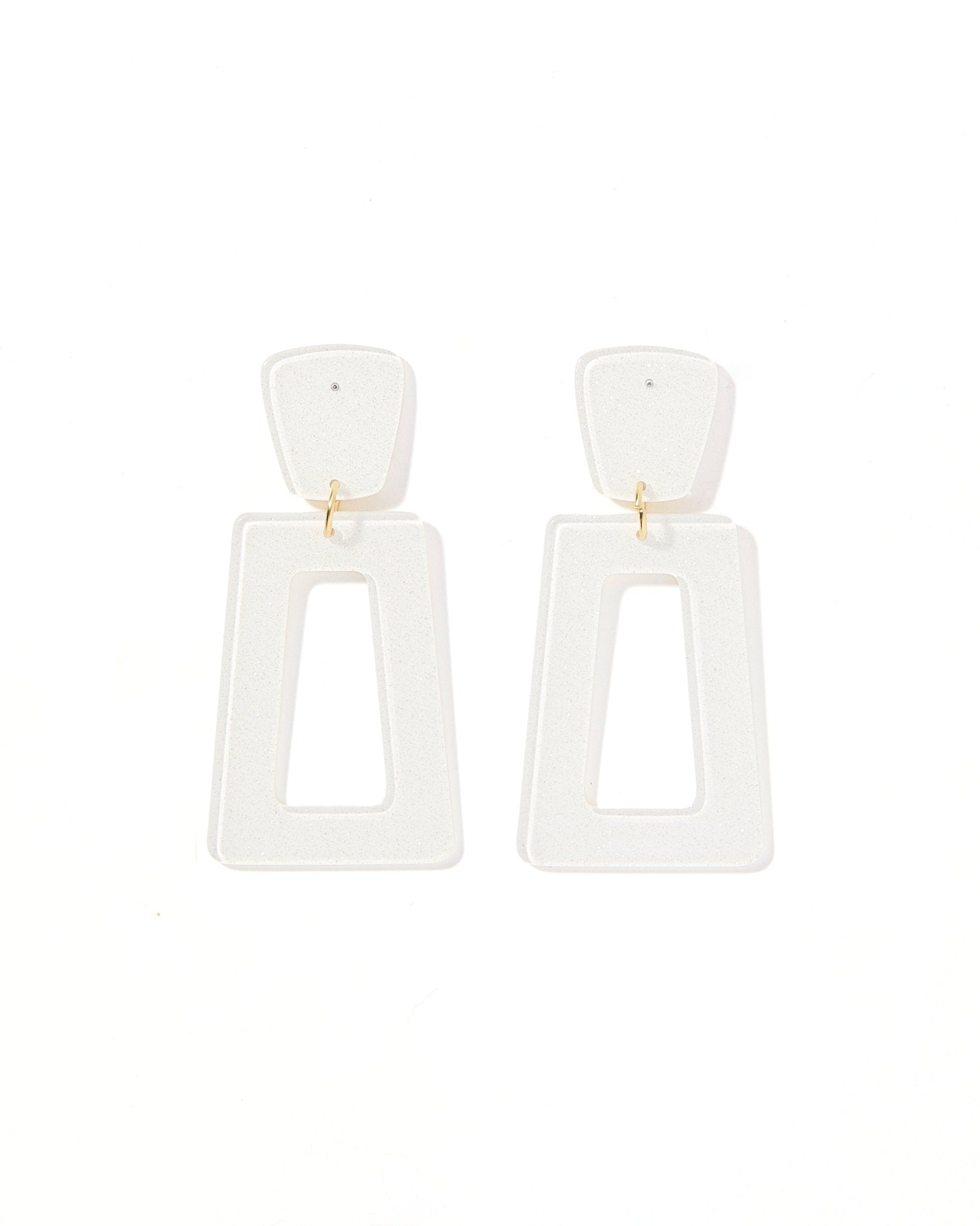 Kennedy Statement Earrings - White Glitter - Shop LINNY CO
